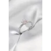 Gümüş Renk Pembe Tek Taş Model Zirkon Taşlı Kadın Yüzük