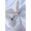 Gümüş Renk Pembe Zirkon Taşlı Kalp Charm Model Pirinç Kadın Yüzük