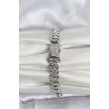 Gümüş Renk Pirinç Cuba Chain Gurmet Bileklik