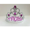 Gümüş Renk Prenses Yazılı Parti Tacı 60 cm