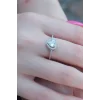 Gümüş Renk Zirkon Taşlı Kalp Model Charm Pirinç Kadın Yüzük