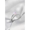 Gümüş Renk Zirkon Taşlı Pembe Halley Model Kadın Yüzük