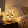 İçi Boş Yıldız Şeklinde Kristal LED Masa Lambası – Dokunmatik, 3 Renk Işık Modlu, Şarjlı Mini Dekoratif Gece Lambası