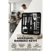 Profesyonel Barbekü Seti 20 Parça Çantalı Paslanmaz Çelik Mangal Maşa Spatula Fırça Şiş 723132
