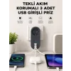 Isıya Dayanıklı 3 USB Portlu Güvenlikli Priz – Akıllı Enerji Yönetimi