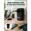 Isıya Dayanıklı PC Gövdeli Akım Korumalı Priz 4 USB Yeni Nesil