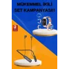 Kablolu Bluetooth Kulaklık ve Kadınlara Özel Bileklik Hediyeli Yeni Nesil Akıllı Saat 3 Kordonlu