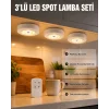 Kablosuz 3 Lü Spot Led Lamba Seti Uzaktan Kumandalı Enerji Tasarruflu Aydınlatma
