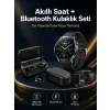 Kablosuz Bluetooth Kulaklık ve Kordon Hediyeli Akıllı Saat Nabız Ölçer Uzun Pil Ömrü