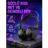 Kablosuz Kulak Üstü Bluetooth Kulaklık Güçlü Bas ve Katlanabilir Tasarım