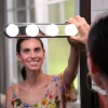 Kablosuz Parlak Banyo Stüdyo Makyaj Aynası Işığı Pilli Vantuzlu Taşınabilir 4 Led Ampul (5047)