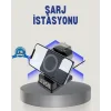 Kablosuz Şarj Cihazı ve Dijital Saat 4’ü 1 Arada Hızlı Şarj, LED Işıklı Tasarım