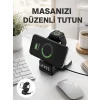 Kablosuz Şarjlı Dijital Masa Saati – 3 Parlaklık Seviyeli LED, Hızlı Şarj Yeni Nesil