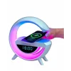 Kablosuz Şarjlı LED Işıklı Masa Saati Bluetooth Hoparlör Alarm Fonksiyonlu