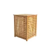 KALIN AHŞAP BAMBU KİRLİ ÇAMAŞIR SEPETİ KUMAŞ ÇANTALI SEPET=40X40X58CM (5047)