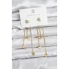 Kalp Model Gold Renk Pirinç Sallantılı Kadın Küpe