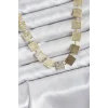Kare Plaka Model Gold Renk Kadın Kolye