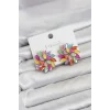 Karışık Renk Kristal Taşlı Çiçek Model Kadın Küpe