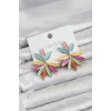 Karışık Renk Kristal Taşlı Lotus Model Kadın Küpe