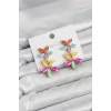 Karışık Renkli Kristal Çiçek Küpe