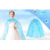 Karlar Ülkesi Elsa Frozen Mavi Pelerin – 80 cm Kar Desenli Çocuk Pelerini ( Taç Hariç ) (5047)