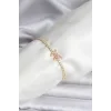 Kelebek Model Zirkon Taşlı Gold Renk Pirinç Su Yolu Kadın Bileklik