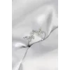 Kelebek Model Zirkon Taşlı Gümüş Renk Kadın Yüzük