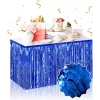Kendinden Yapışkanlı Mavi Metalize Püsküllü Masa Eteği – 75 x 275 cm Parti Süslemesi (5047)