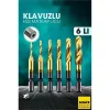 Kılavuzlu HSS Matkap Ucu 6lı SET M3-M10 Titanyum Kaplamalı 722456