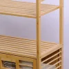 KİRLİ 2 KAT ORGANİZER RAFLI - 2 BÖLMELİ ÖNDEN ÇEK AÇ KALIN AHŞAP BAMBU KİRLİ ÇAMAŞIR SEPETİ 80X33X87CM (5047)