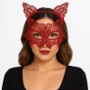 Kırmızı Dantel Kedi Maskesi ve Dantel Taç Seti 8 No – Kadın Kostüm Aksesuarı (5047)