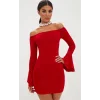 Kırmızı İspanyol Kol Dar Elbise