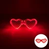 Kırmızı LED Işıklı Kalp Gözlük – 3 Modlu Parti & Glow Gözlüğü