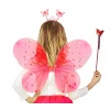 Kırmızı Renk Çocuk Kelebek Kanadı Tacı ve Asa Seti 50 cm