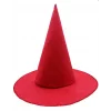 Kırmızı Renk Keçe Cadı Şapkası Yetişkin Çocuk Uyumlu 35X38 cm