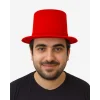 Kırmızı Renk Plastik Nubuk Kadife Flok Kaplama Fötr Şapka 11 cm