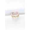 Kıvrım Model Gold Renk Zirkon Taşlı Ayarlanabilir Yüzük