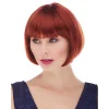 Kızıl Renk Düz Kesim Astarlı Küt Parti Peruğu (5047)