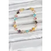 Kristal Taşlı Kesimli Karışık Renkli Gold Renk Gema Kadın Bileklik