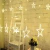 Kumandalı Yıldız Figürlü 12 Sarkıtlı 120 LED Uzaktan Kumandalı Dekor Işık – Masaüstü ve Ortam Aydınlatması (5047)