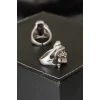 Kuru Kafa Tasarımlı Eskitme Gümüş Renkli Ayarlamalı Model Erkek Yüzük