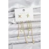Kutup Yıldızı Model Gold Renk Pirinç Sallantılı Kadın Küpe