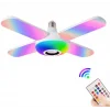 Lamba 4 Kanatlı E27 Duya Takılan Kumandalı Katlanabilir Led Müzik Lamba Işığı Avize Bluetooth Hoparlör (5047)