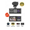 Lcd Ekranlı 3 Kameralı Dash Cam Araç İçi Yol Kayıt Kamerası Gece Görüşlü G Sensörlü