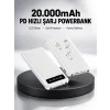 LED Işıklı 20.000mAh Powerbank LCD Gösterge Dahili Çoklu Kablo Yeni Nesil