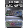 Led Işıklı Oyuncu Klavye Usb Girişli RGB Işıklı Q Klavye Mouse Hediyeli