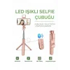 Led Işıklı Selfie Çubuğu Bluetooth Kumandalı Kablosuz Tripot Selfie Monopod Selfie Stick (Pembe)