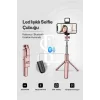 Led Işıklı Selfie Çubuğu Bluetooth Kumandalı Kablosuz Tripot Selfie Monopod Selfie Stick (Pembe)