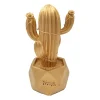 Led Işıklı Sevimli Kaktüs Dekoratif Masa Lambası Mini Biblo Gece Lambası-GOLD (5047)