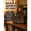 LED’li Nostaljik Bluetooth Hoparlör – Vintage Tasarım, Ahşap Doku